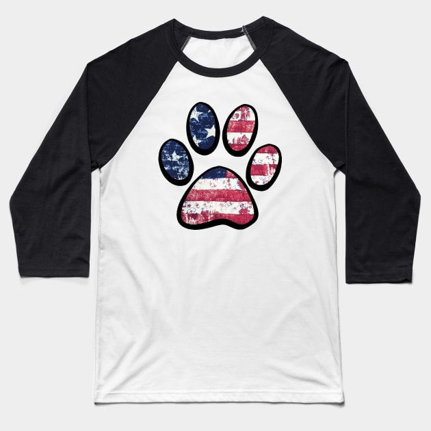 Patriotic Paw Print Baseball T-Shirt by ARTWORKandBEYOND